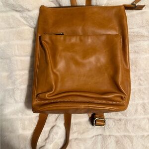 Stylish Tan Leather Backpack